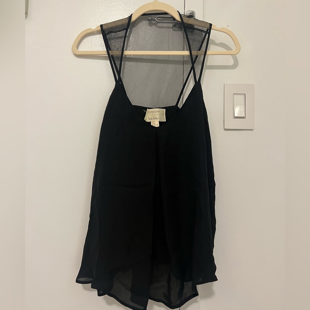 Nicole Miller Artelier Black Sheer 100% Silk Blouse | M